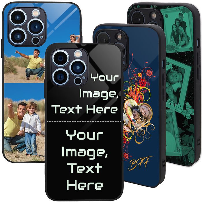 Customizable phone cases with personal images.