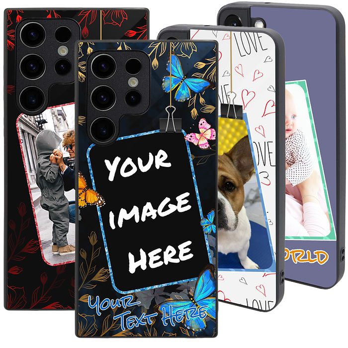 Personalized phone cases with butterfly designs.