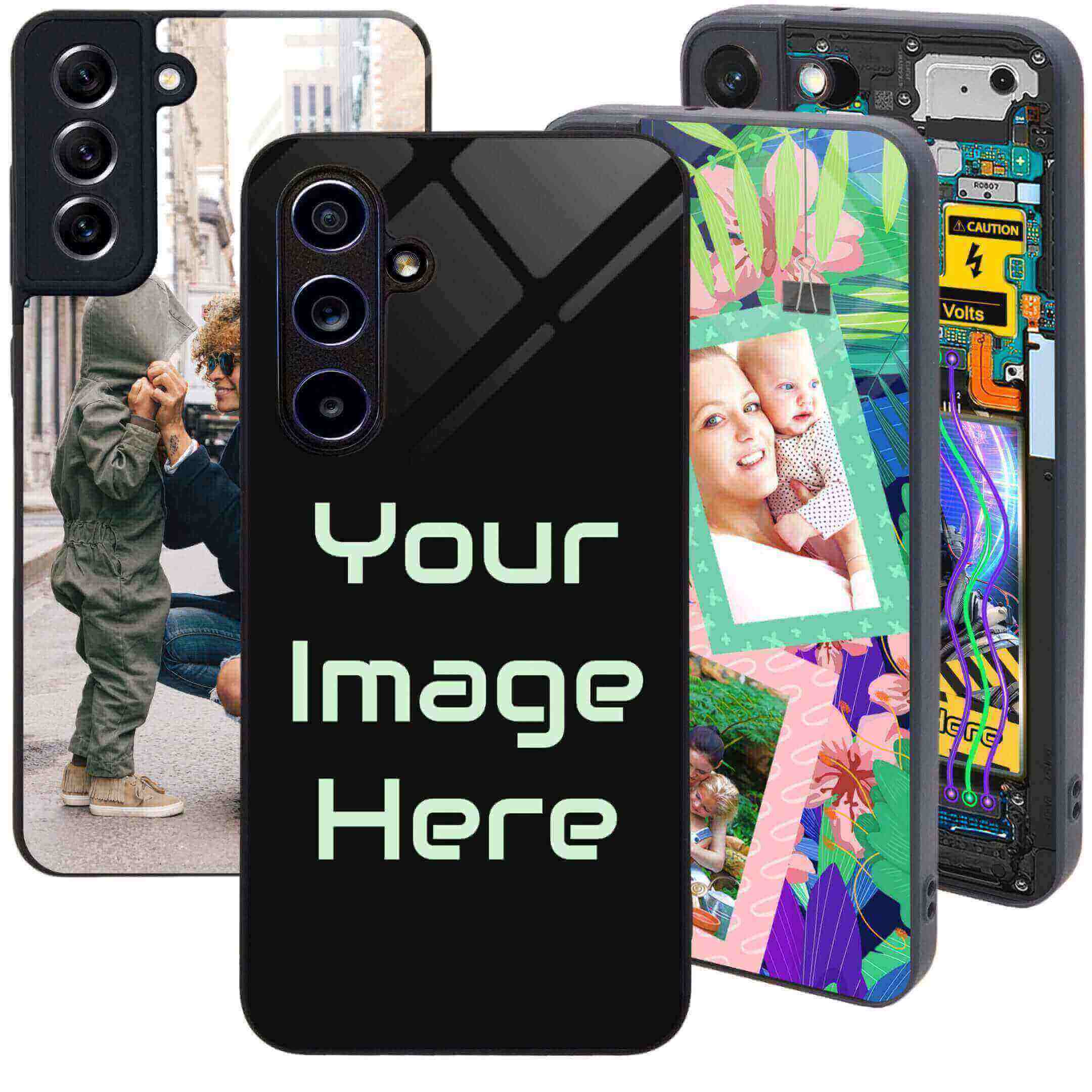 Personalized phone cases with unique photo designs.